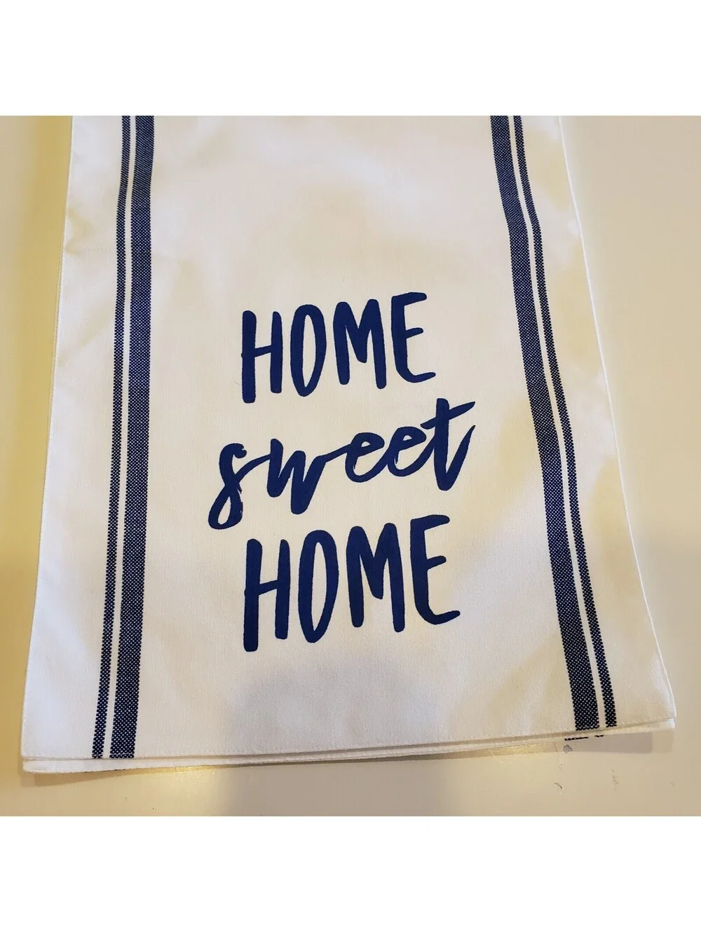 Home Sweet Home Table Runner White with Navy Blue Stripe 13x72 Hobby Lobby